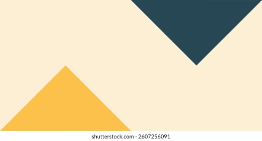 A minimalist design featuring two contrasting triangular shapes in yellow and dark blue against a light beige background