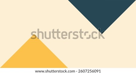 A minimalist design featuring two contrasting triangular shapes in yellow and dark blue against a light beige background