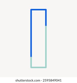 Minimalist design featuring a vertical rectangle. Blue and teal lines form a geometric shape. Simple, modern, and abstract rectangle art. Minimal shape vector.
