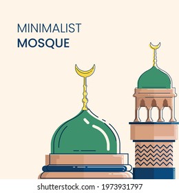 Minimalist design or flat illustration of a mosque