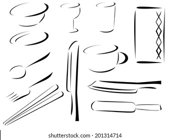 Minimalist design of formal tabletop items vector icon set