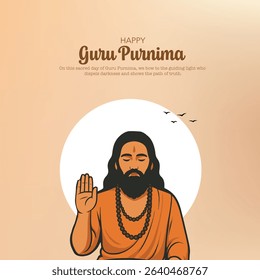 Minimalist design of guru purnima with guru. On plain background. Vector illustration design.