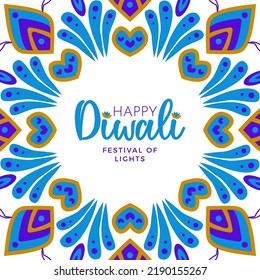 Minimalist design of happy diwali festival of lights deepavali celebration with aesthetic decorations and lettering isolated on a plain white background