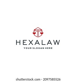 Minimalist design HEXA LAW justice logo design