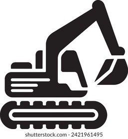  The minimalist design highlights the power and functionality of the excavator, making it an ideal visual for construction industry publications, machinery catalogs, and instructional materials.