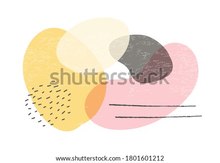 Minimalist design horizontal background with abstract organic shapes composition in trendy contemporary collage style, can be used for wall art decoration, card, cover, banner, desktop wallpaper etc