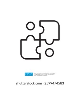 Minimalist Design of Interlocking Puzzle Pieces Symbolizing Connection and Problem-Solving in Modern Abstract Style