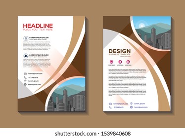 Minimalist Design Layout of Brochure, brown circle cover, flyer, and poster vector template