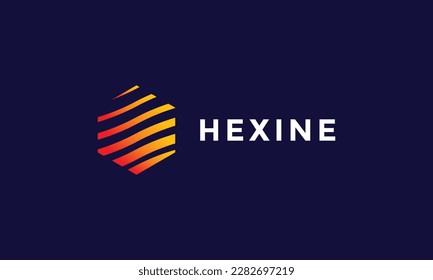 Enlace hexágono del logotipo de diseño minimalista para tecnología y negocios