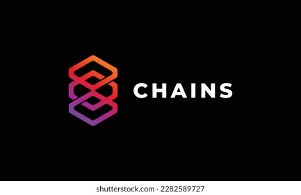Cadena de enlace de logotipo de diseño minimalista para tecnología y logotipo industrial