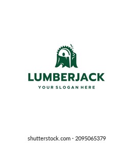 Minimalist design LUMBER JACK green logo design
