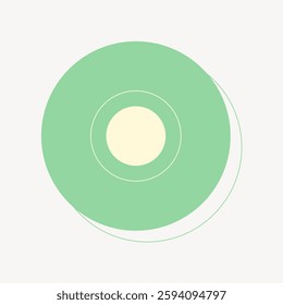 Minimalist design with overlapping green circles on a light background. Simple circles create a modern, abstract look. Perfect for minimalist decor or design projects. Vector illustration.