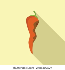 Minimalist design of a red chili pepper with shadow, perfect for culinary designs