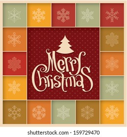 Minimalist design retro Christmas greeting card. Vector.