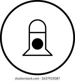 Minimalist design of rocket within a circle symbolizing space exploration concept