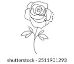  Minimalist design rose flower continuous single line drawing art vector illustration 