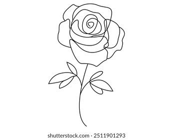  Diseño minimalista flor de rosa continua de una sola línea de dibujo de arte de Ilustración vectorial 