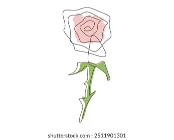 Minimalist design rose flower continuous single line drawing art vector illustration 