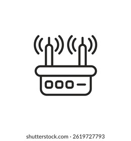 Minimalist design router icon transmitting a wireless network signal