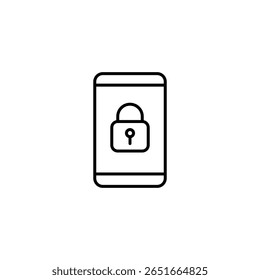 Minimalist Design Of A Secured Mobile Phone With A Padlock Symbol