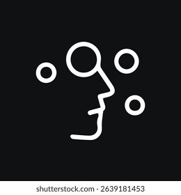 Minimalist design showcasing an abstract head with encircling shapes concept related to thoughts ideas intellect and innovation