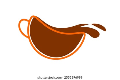 A minimalist design showcasing a coffee cup with flowing coffee, representing warmth and energy.