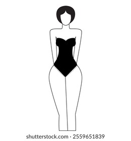 A minimalist design showcasing a fashionable black swimsuit.