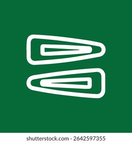 A minimalist design showcasing two white bobby pins on a green background perfect for hair accessory and fashion themes