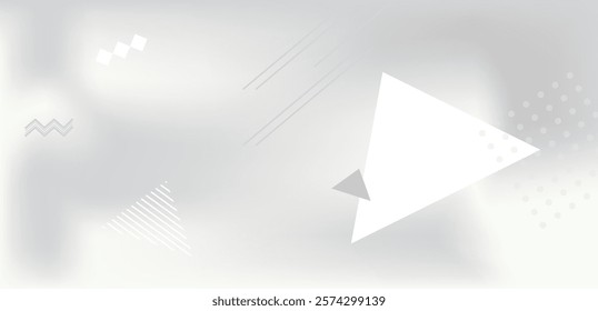 minimalist design with soft gradients and geometric shapes, including triangles, dots, and lines. It conveys a modern, clean aesthetic for poster, banner design