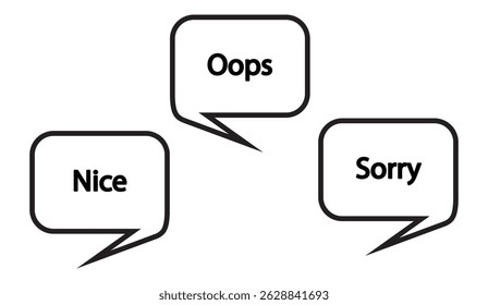 Minimalist Design of Speech Bubbles with Positive and Negative Words for Web Design and Communication, Suitable for Expressing Different Emotions and User Feedback