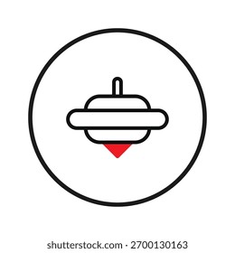 Diseño minimalista de una tapa giratoria dentro de un círculo, representada como un elemento gráfico. Las líneas limpias y una paleta de colores simple crean una sensación divertida y nostálgica. Ideal para una variedad de proyectos de diseño,