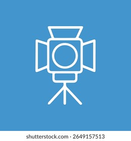 A minimalist design of a studio light icon, perfect for representing film, photography, video, and lighting concepts on a clean background.