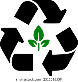 Minimalist Design Style Recycling Symbol, Minimal Details, Flat Design 