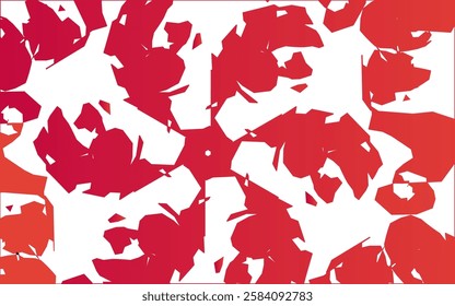 Minimalist design with symmetrical abstract broken pattern in red and orange color palette.