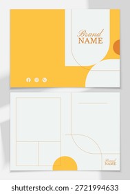Modelo de design minimalista com blocos amarelos e legendas douradas. Design de panfletos. Modelo de marca brilhante.