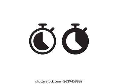Minimalist design of two stopwatches with different hand positions.
