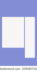 Minimalist design with two white rectangles on a purple background. Simple geometric shapes create a clean, modern look. Ideal for abstract art lovers. Background vector.