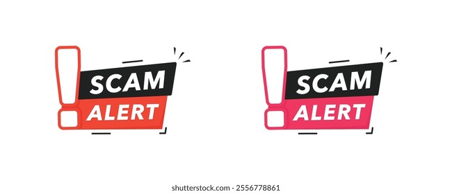 Minimalist design vector icons illustrating scam alerts, featuring themes like fraud detection, phone scam, red alerts, cyber security awareness, digital security and email phishing warnings.