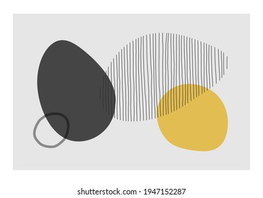 Minimalist design wall art with abstract organic shapes composition