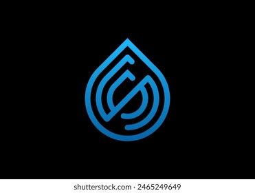 minimalist design of water drop logo and ss initials