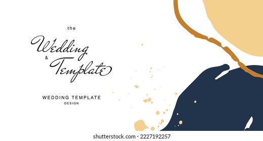 Minimalist design for wedding invitation card templates. Simple brush stroke backgrounds in vintage themes for greeting cards. Premium and elegance design graphic
