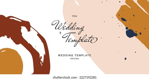 Minimalist design for wedding invitation card templates. Simple brush stroke backgrounds in vintage themes for greeting cards. Premium and elegance design graphic