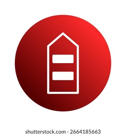 Minimalist design of a white arrow inside a frame on a red gradient circle background to illustrate direction