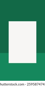 Minimalist design with a white square centered on a green background. Simple geometric shapes. Green and white create a clean, modern look. Background vector.