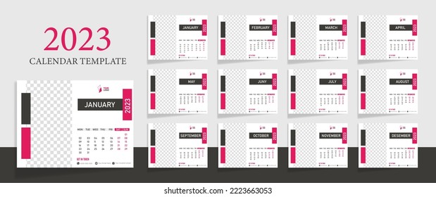 minimalist Desk calendar 2023 business template vector illustration