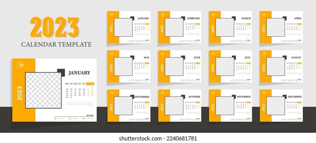 minimalist Desk calendar 2023 business template vector illustration