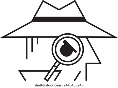 Minimalist Detective With Magnifying Glass Vector Illustration