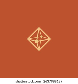 Minimalist diamond emblem in earth tones