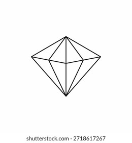 Vector minimalista del icono de la piedra preciosa del diamante en estilo fino del arte de la línea, símbolo del lujo, de la joyería, y del cristal. Elegante Ilustración vectorial de contorno de diamante aislado en blanco, perfecto para el diseño de logotipo de joyería