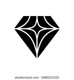 Ícone de diamante minimalista em estilo plano. Símbolo de pedra preciosa elegante para joias, logotipo de marca de luxo